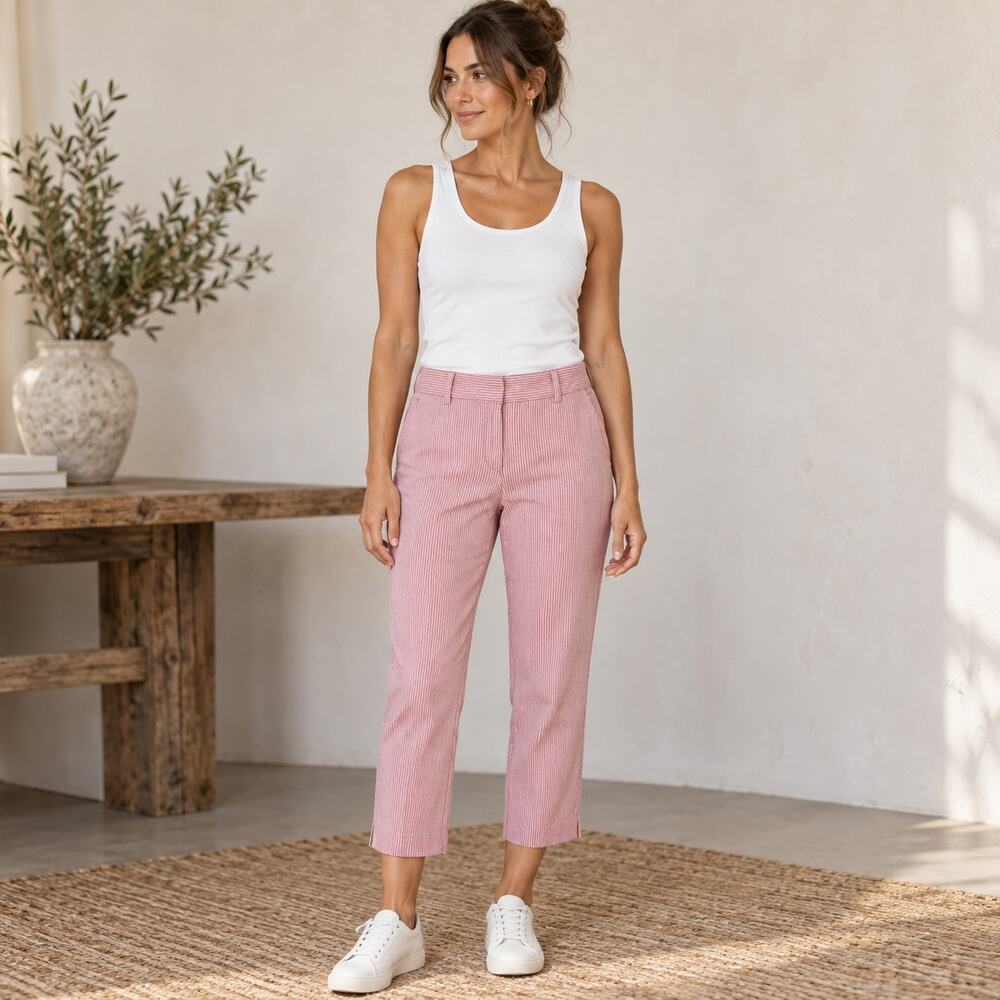 Lilly Pulitzer Vintage Pink Seersucker Crop Pants 4